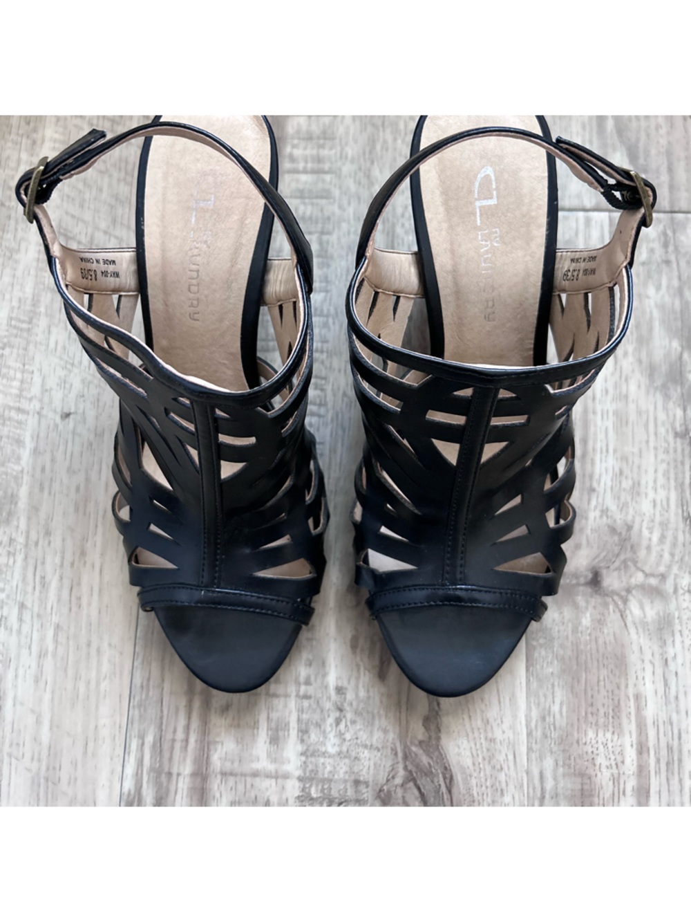 Chinese Laundry perp toe Black Cutout Slingback High Heel Sandals sexy date - Picture 8 of 8